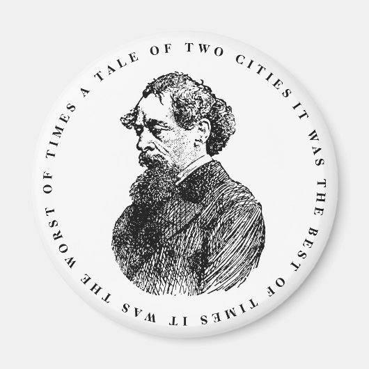 Charles Dickens Portrait en Quote Magneet (Voorkant)