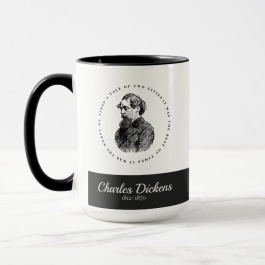 Charles Dickens Portrait en Quote Mok (Links)