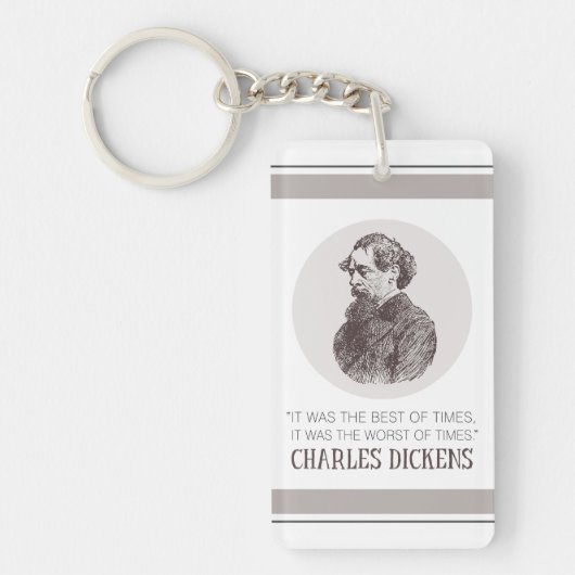 Charles Dickens Portrait en Quote Sleutelhanger (Voorkant)