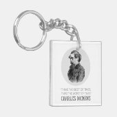 Charles Dickens Portrait en Quote Sleutelhanger (Voorkant Links)