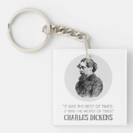 Charles Dickens Portrait en Quote Sleutelhanger