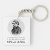 Charles Dickens Portrait en Quote Sleutelhanger (Achterkant)