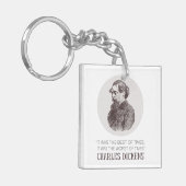 Charles Dickens Portrait en Quote Sleutelhanger (Voorkant Links)