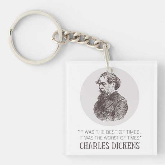 Charles Dickens Portrait en Quote Sleutelhanger (Voorkant)