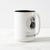 Charles Dickens Portrait en Quote Tweekleurige Koffiemok (Voorkant rechts)
