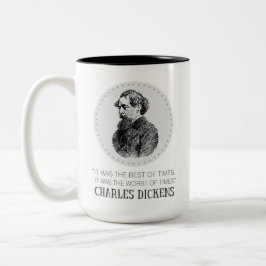 Charles Dickens Portrait en Quote Tweekleurige Koffiemok