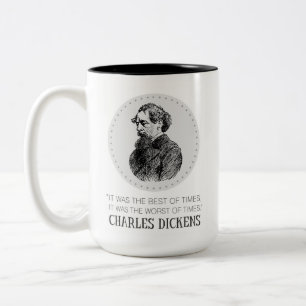 Charles Dickens Portrait en Quote Tweekleurige Koffiemok