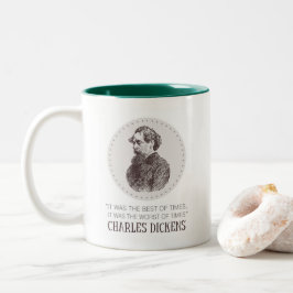 Charles Dickens Portrait en Quote Tweekleurige Koffiemok