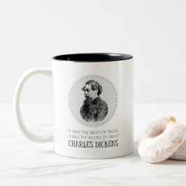 Charles Dickens Portrait en Quote Tweekleurige Koffiemok