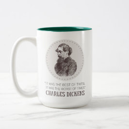 Charles Dickens Portrait en Quote Tweekleurige Koffiemok