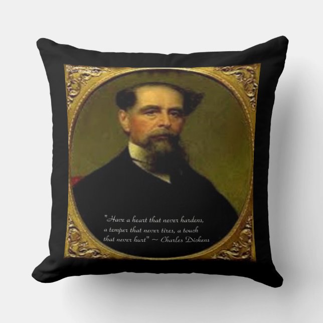 Charles Dickens & Quote Cotton Sierkussen (Voorkant)
