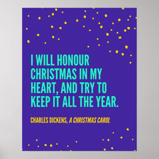 Charles Dickens Quote voor Kerstmis Poster (Voorkant)