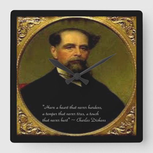 Charles Dickens & Quote Wall-klok Vierkante Klok (Voorkant)