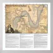 Charles Dickens Rochester/Chatham Map Poster (Voorkant)