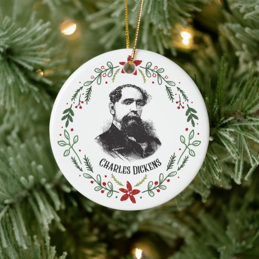 Charles Dickens Victoriaans Auteur Portrait  Keramisch Ornament (Boom)