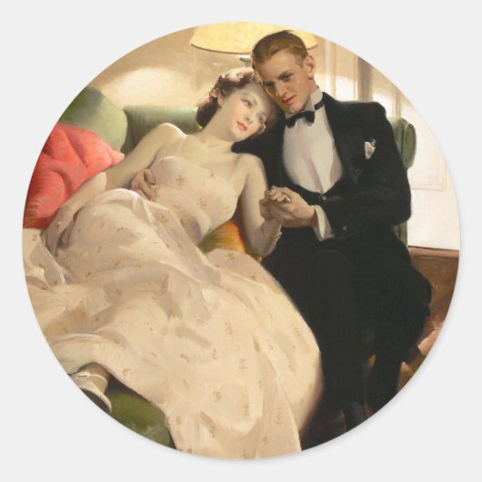 Charles Edward Chambers: Romantisch paar Ronde Sticker (Voorkant)