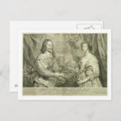 Charles I (1600-49) en Henrietta Maria (1609-169) Briefkaart (Voorkant / Achterkant)