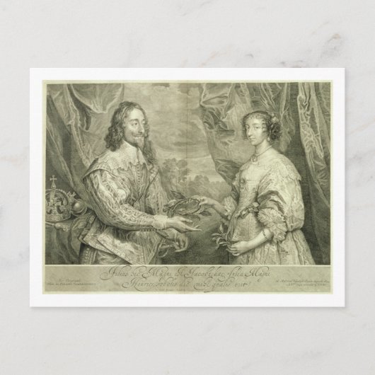 Charles I (1600-49) en Henrietta Maria (1609-169) Briefkaart (Voorkant)