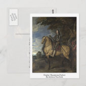 Charles I Equestrian Portret van Anthony Van Dyck Briefkaart (Voorkant / Achterkant)
