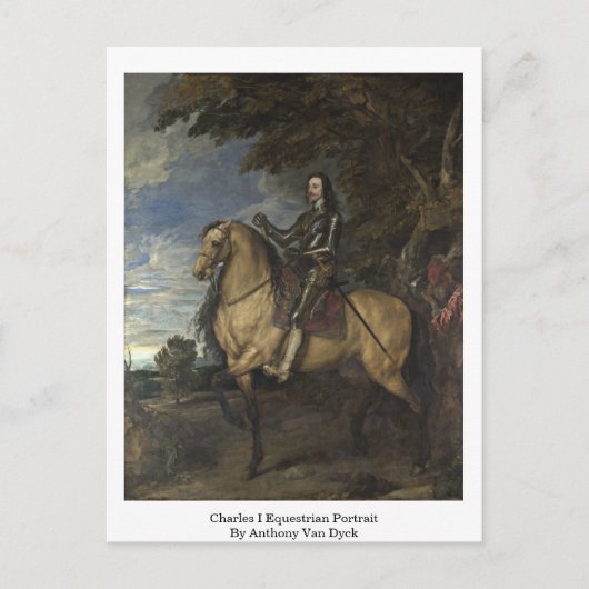 Charles I Equestrian Portret van Anthony Van Dyck Briefkaart (Voorkant)