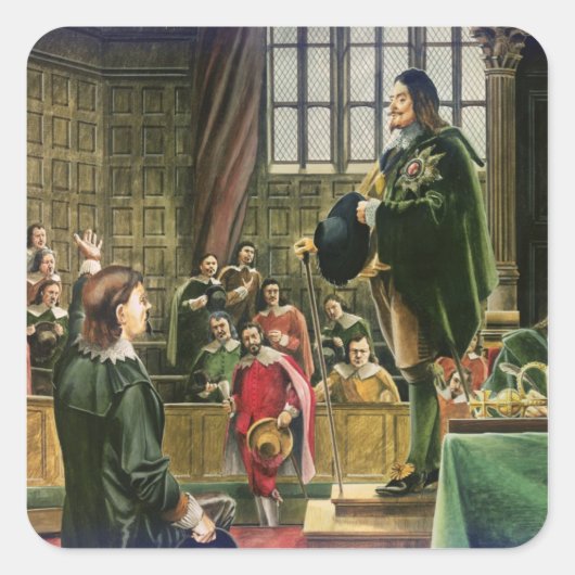 Charles I in het Lagerhuis Vierkante Sticker (Voorkant)