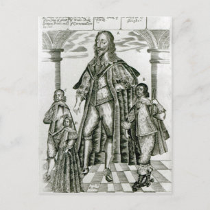 Charles I met zijn kinderen Briefkaart