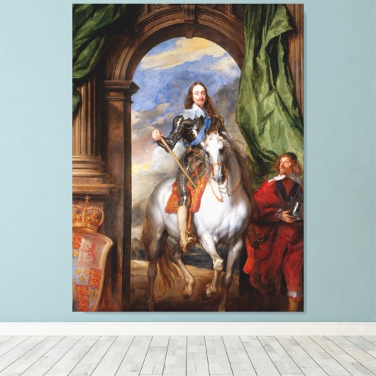 Charles I op Horseback van Van Dyck Canvas Afdruk (Insitu (Houten vloer))