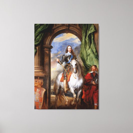 Charles I op Horseback van Van Dyck Canvas Afdruk (Voorkant)