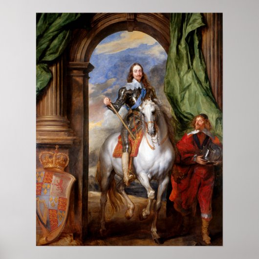 Charles I op Horseback van Van Dyck Poster (Voorkant)