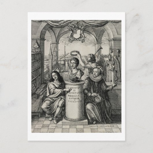 Charles II (1630-85) als Patron van de Royal Socie Briefkaart (Voorkant)