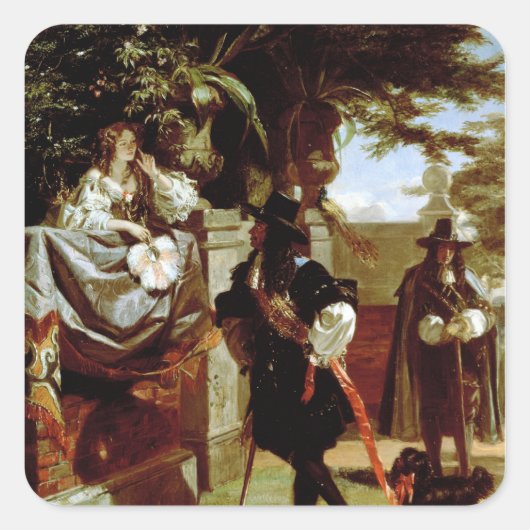 Charles II en Nell Gwynne Vierkante Sticker (Voorkant)