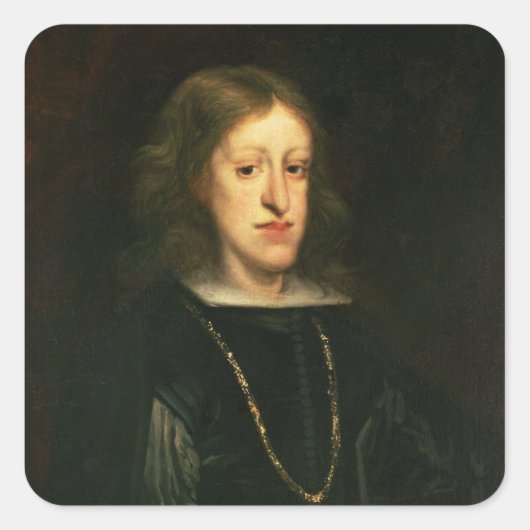 Charles II van Spanje Vierkante Sticker (Voorkant)