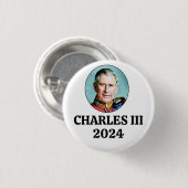 Charles III in 2024 Ronde Button 3,2 Cm (Voorkant /achterkant)