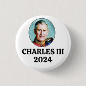 Charles III in 2024 Ronde Button 3,2 Cm (Voorkant)