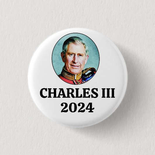 Charles III in 2024 Ronde Button 3,2 Cm (Voorkant)