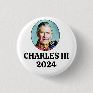 Charles III in 2024 Ronde Button 3,2 Cm