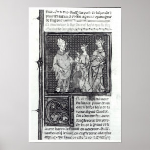 Charles III The Simple met zijn vrouw en zijn vrou Poster