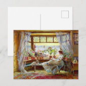 Charles James Lewis Painting of a Woman Reading Briefkaart (Voorkant / Achterkant)