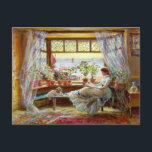 Charles James Lewis Painting of a Woman Reading Briefkaart<br><div class="desc">This is a painting by Charles James Lewis showing a woman reading.</div>