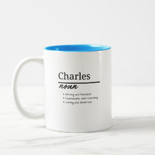 Charles, jongen gepersonaliseerde naam definitie tweekleurige koffiemok