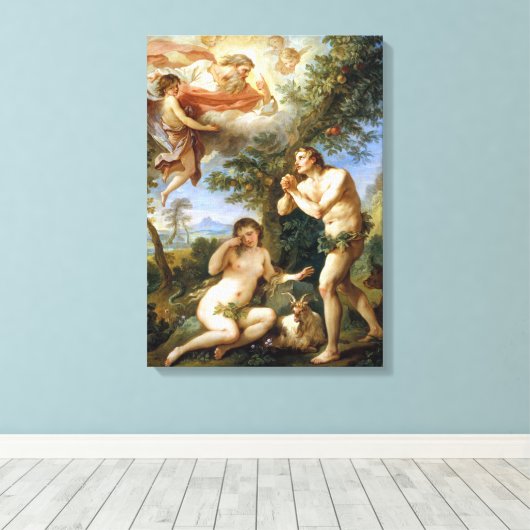 Charles-Joseph Natoire The Rebuke of Adam and Eve Canvas Afdruk (Insitu (Houten vloer))