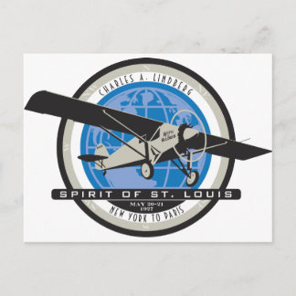 Charles Linberg Historic Flight Briefkaart