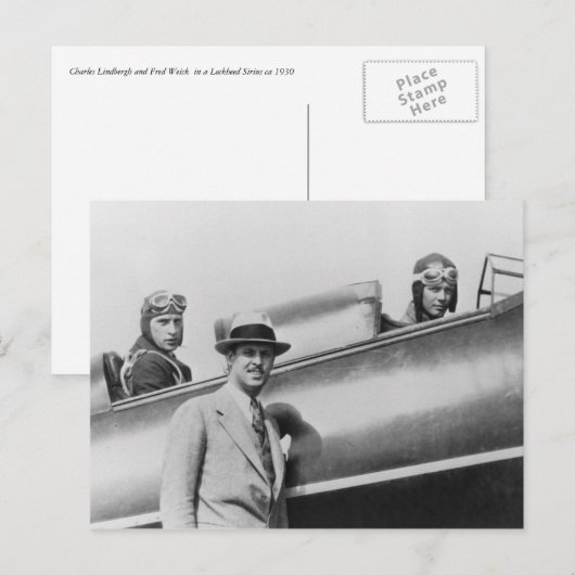 Charles Lindbergh en Fred Weick Briefkaart (Voorkant / Achterkant)
