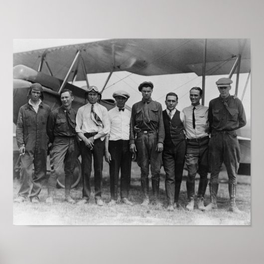 Charles Lindbergh met 7 mannen, waaronder Poster (Voorkant)