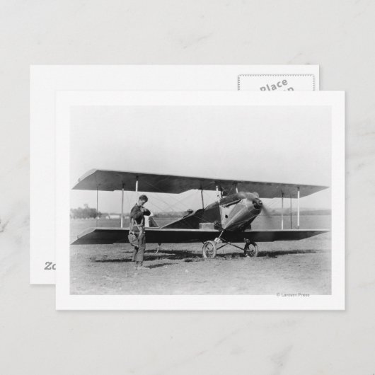 Charles Lindbergh met sergeant Briefkaart (Voorkant / Achterkant)