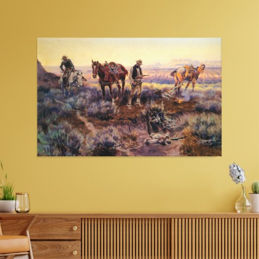 Charles M. Russell betaalt de Fiddler (1919) Canvas Afdruk (Insitu (Woonkamer))