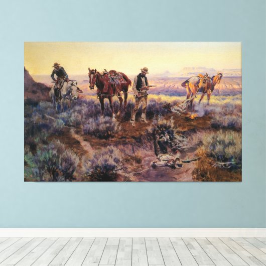 Charles M. Russell betaalt de Fiddler (1919) Canvas Afdruk (Insitu (Houten vloer))