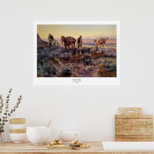 Charles M. Russell betaalt de Fiddler (1919) Poster (Keuken)