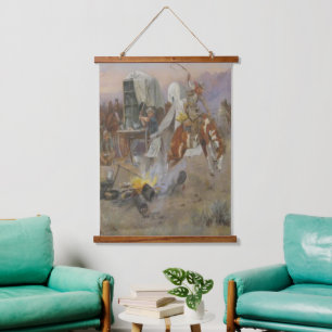 Charles M Russell - Bronc in Koe Camp Doormat Hangend Wandkleed