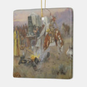Charles M Russell - Bronc in Koe Camp Keramisch Ornament (Links)
